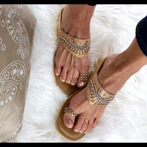 yellow box toe ring sandals